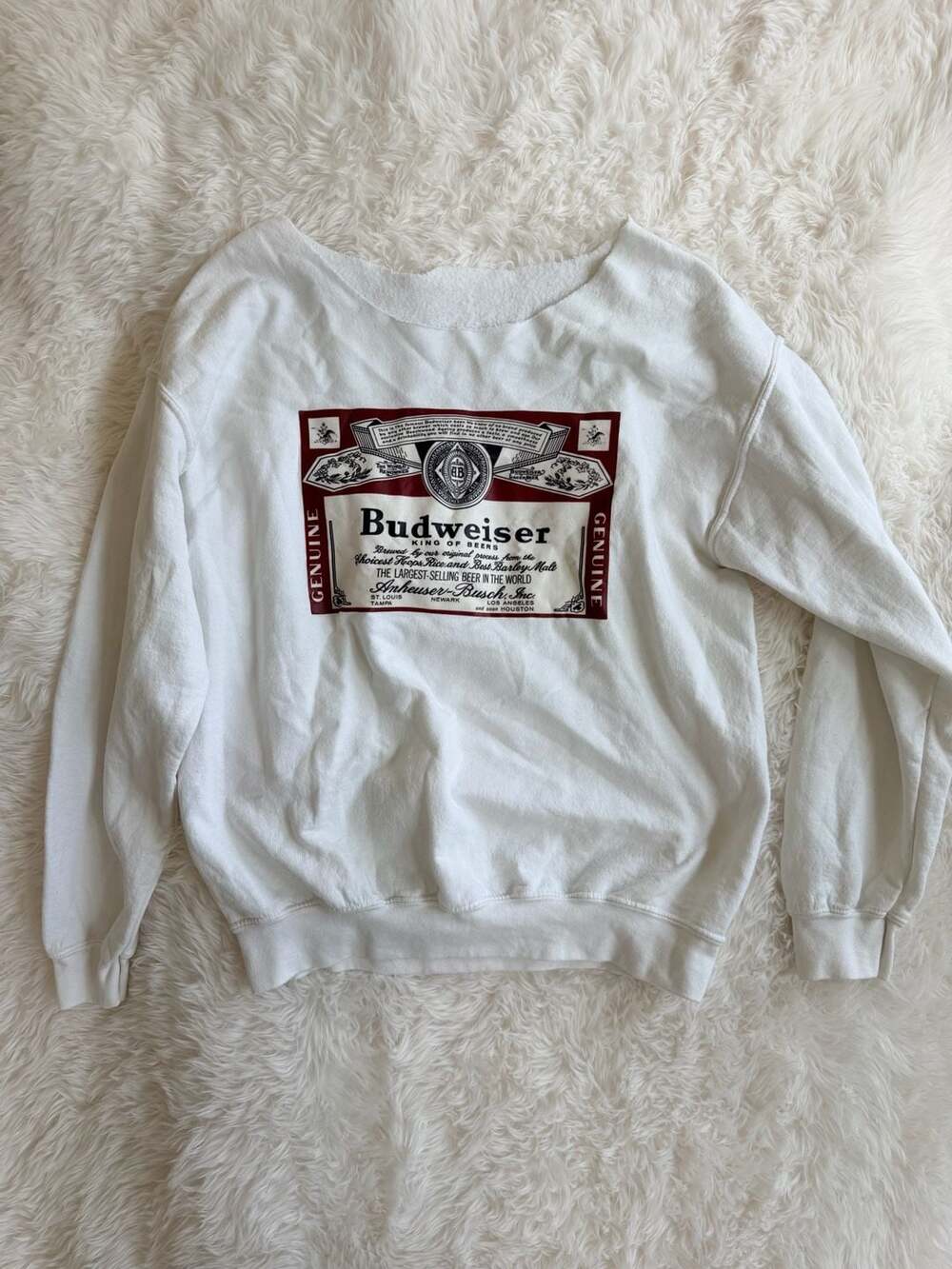 Budweiser Label Graphic Raw Edge Sweatshirt